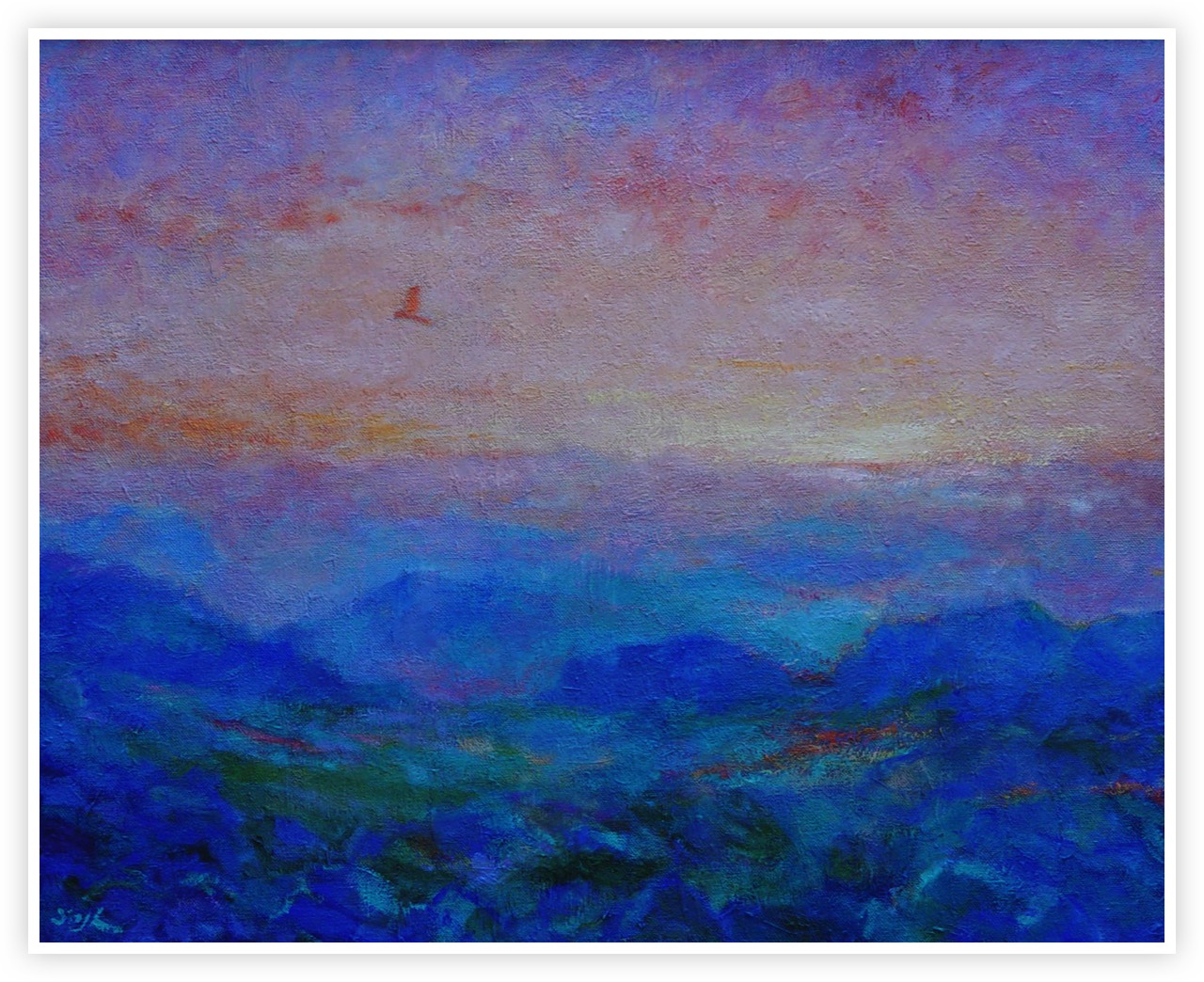 Hawk on Ruberslaw - oil on canvas - 25inches X 20inches - available on request