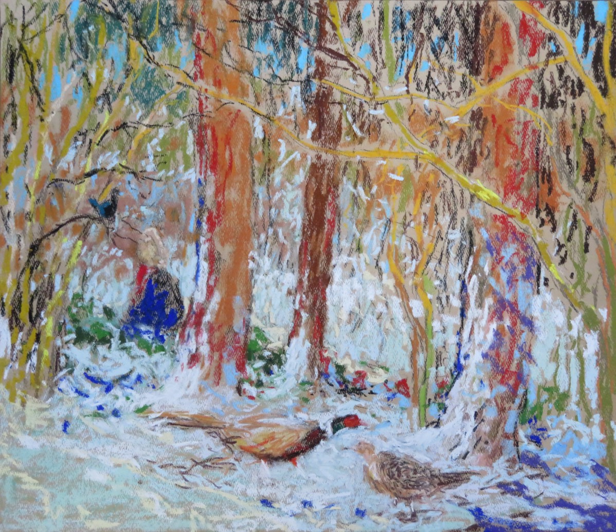 Molly (Blackbird), Laura and Pheasants - Pastel 17.25 X 20 inches - Created 2nd January 2021